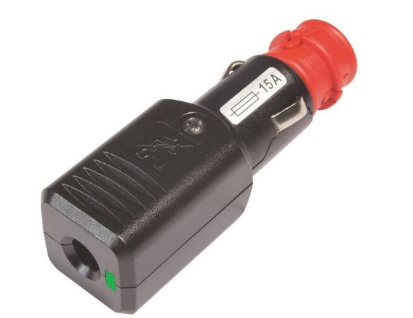 Universalstecker NG 15A LED mit Zugentlastung mit Sicherung- Strom max=15 A